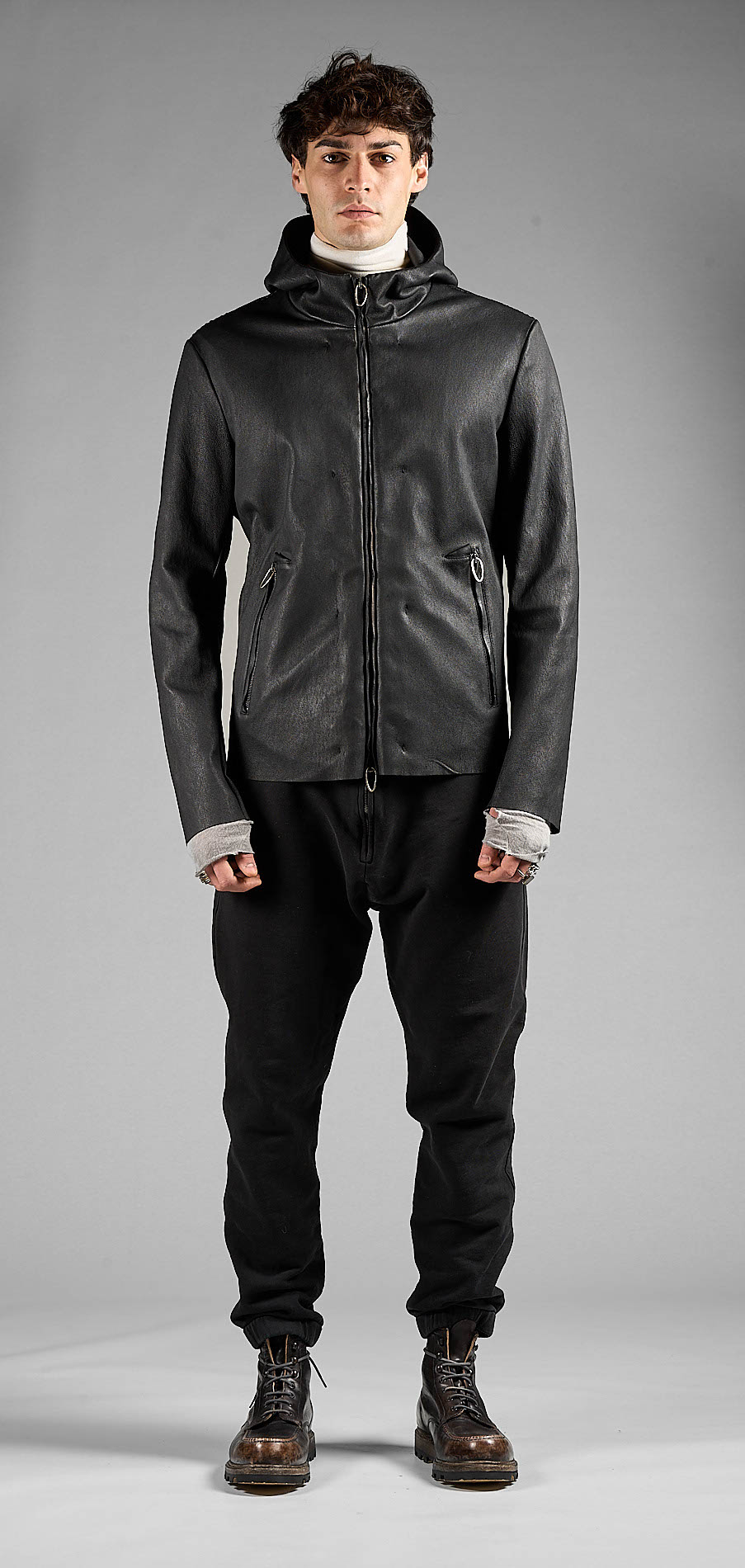 DANIELE BASTA LEATHER AND SILVER JACKET